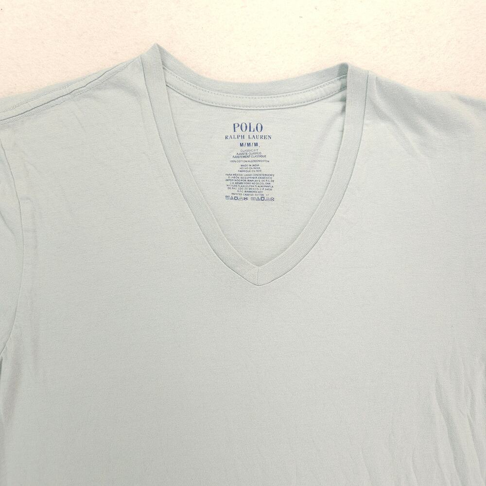 Polo Ralph Lauren V Neck Short Sleeve Shirt Mens Size Medium M Blue